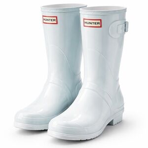 New in Box! $150 Spring Summer Hunter Spearmint Green Glossy Boots sz 10 Rare!